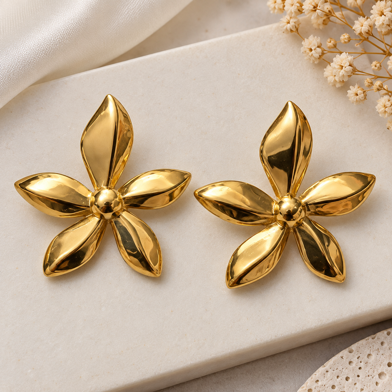 Bloom Petal Gold Blossom Studs