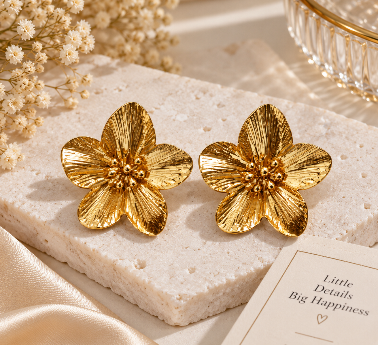 Dahlia Textured Blossom Statement Studs