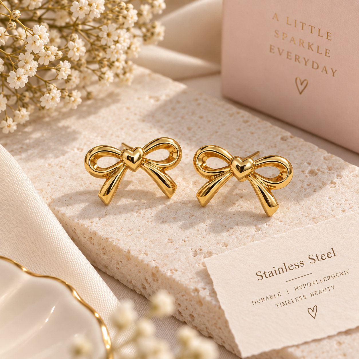 Sweetheart Ribbon Bowknot Studs