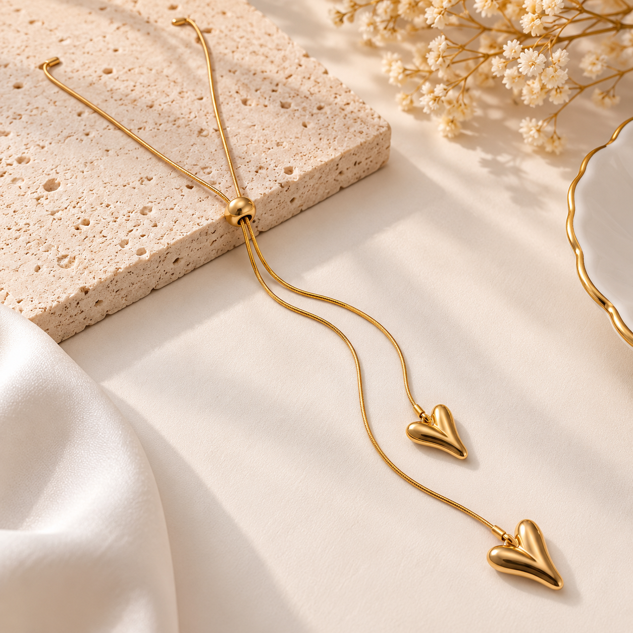 Dual Heart Lariat Y-Necklace