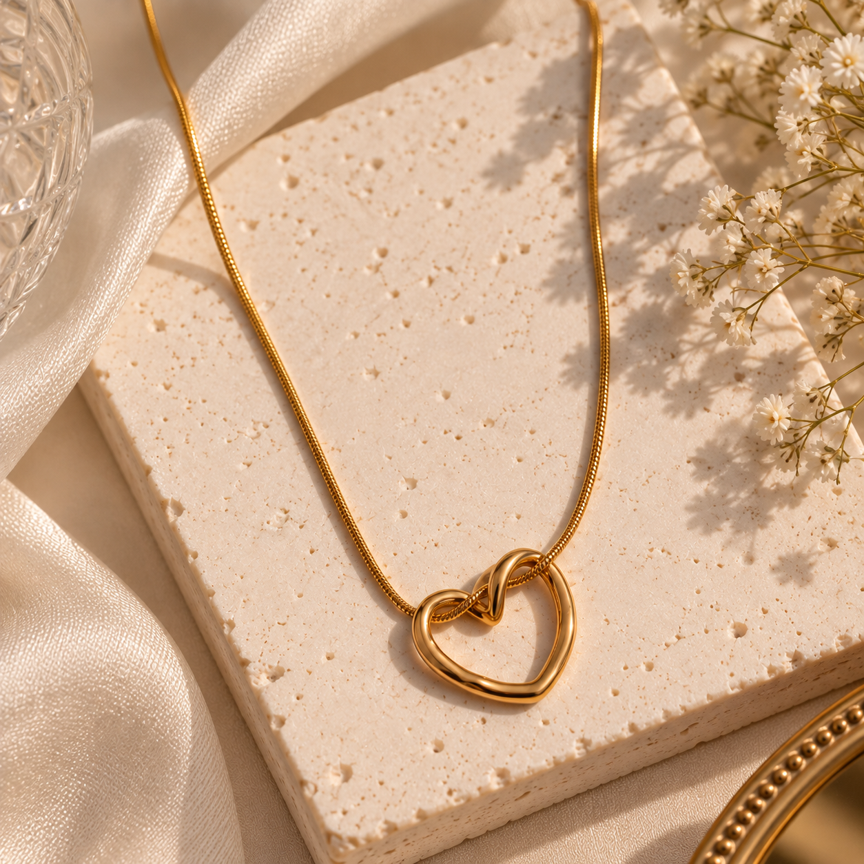 Golden Knot Heart Pendant Necklace
