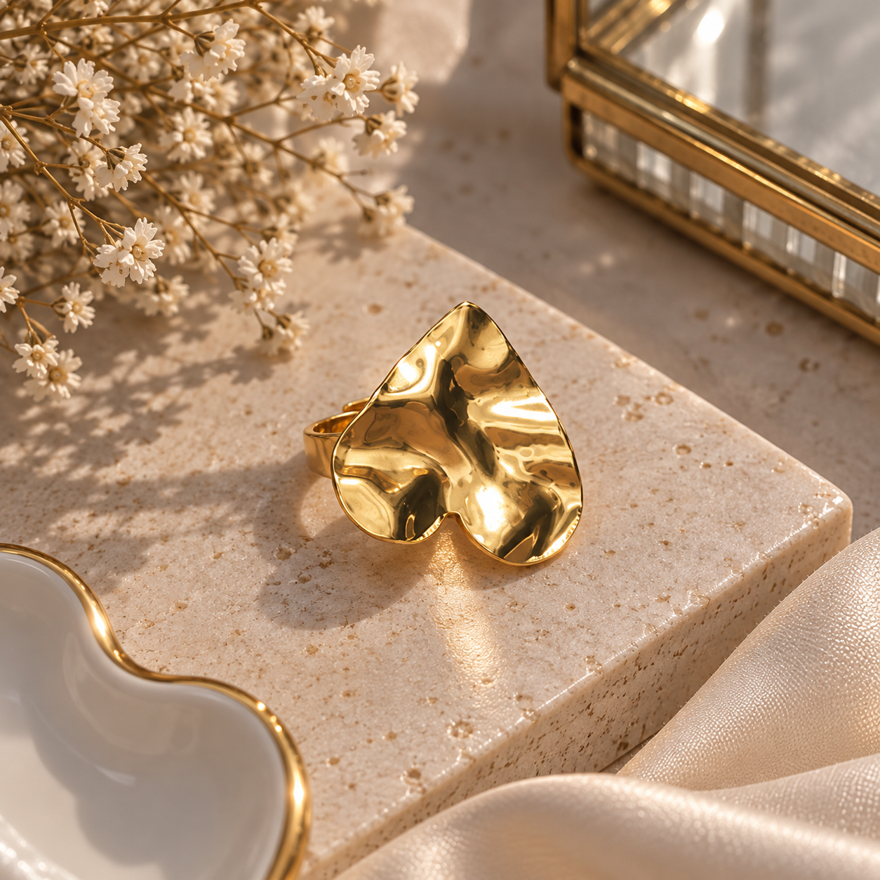 Molten Sculpted Heart Statement Ring